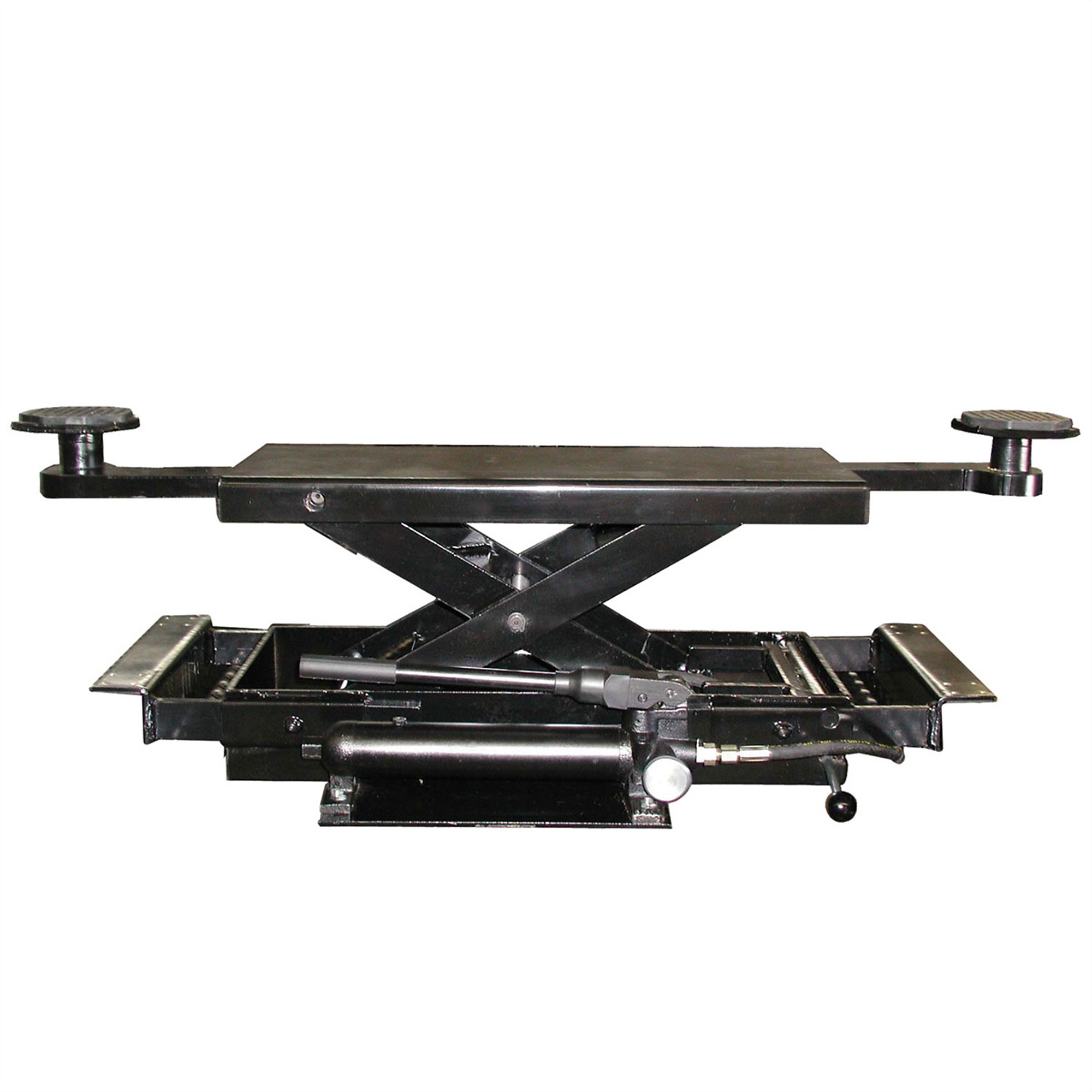 Atlas Automotive Equipment PROJACK35 Sliding Bridge Jack, 3,500lb. Capacity, Hand Pump Operated, 70-115 PSI, Compact Size, Low Profile, Multiple Safety Lock Positions, Adjustable Width/Lift Arms